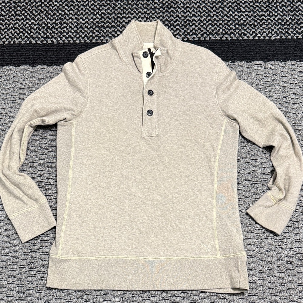 American Eagle Outfitters Vintage Button Shawl Collar Pullover Mens M Tan Casual